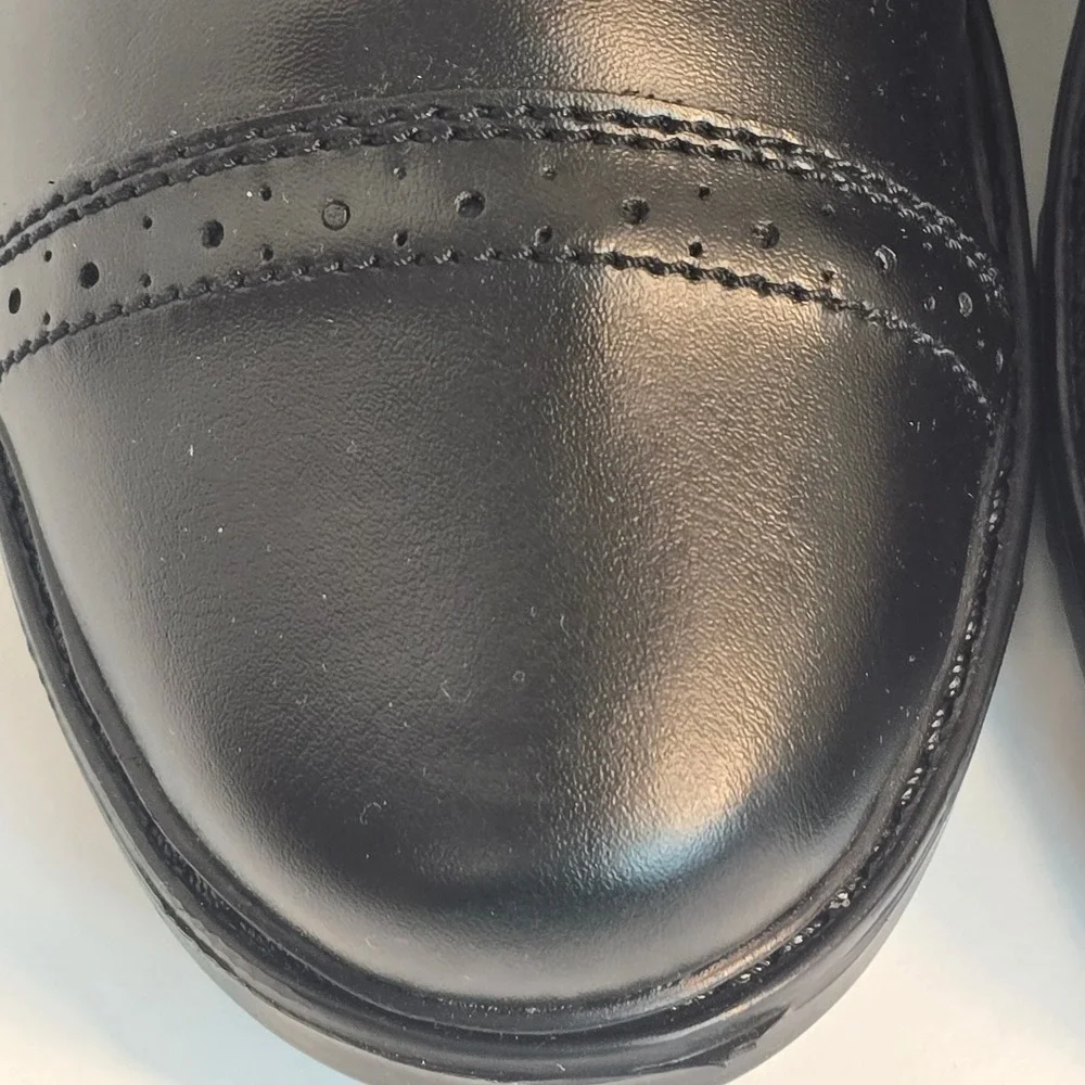 Black Leather Front Zip TUFF Rider Paddock Boots with Punched Toe Cap Detail